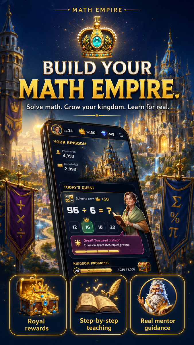 Math Empire — solve math, grow your kingdom, learn for real. Build your math empire.
