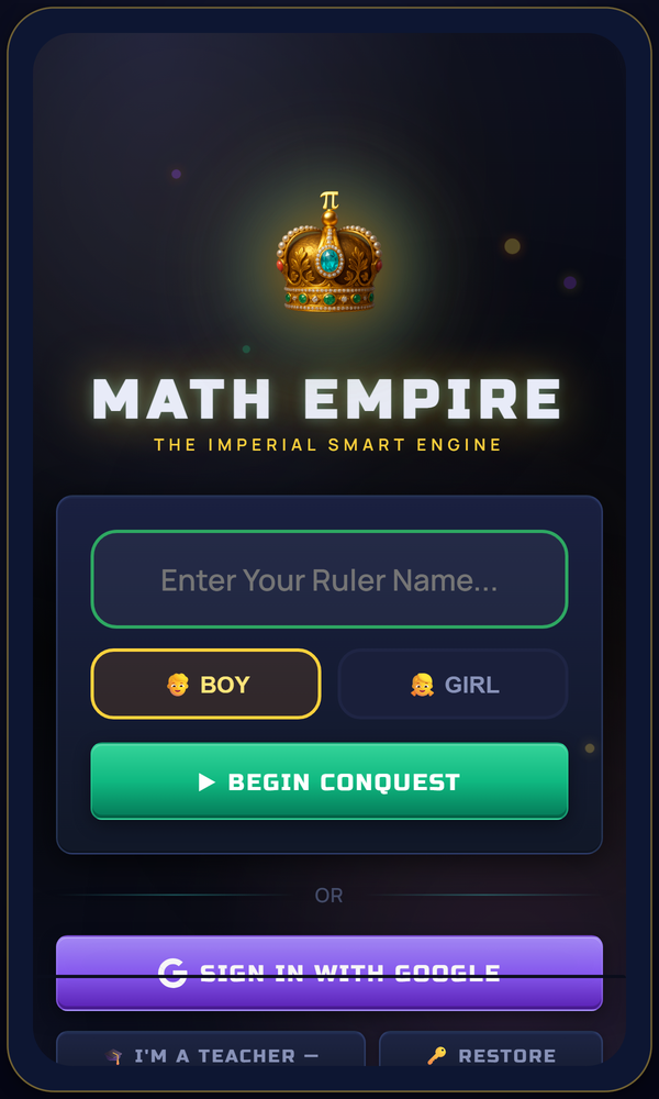 Welcome screen with knight character