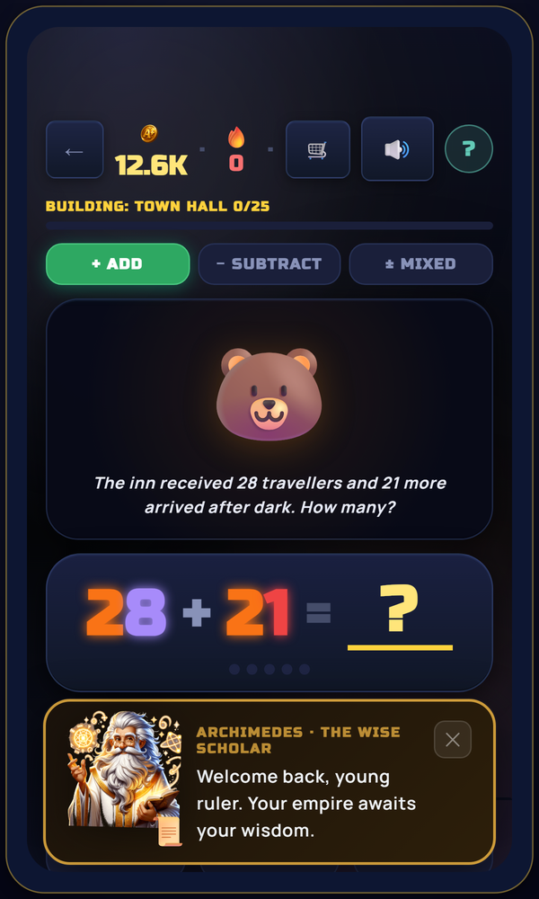 Math problem with cute character