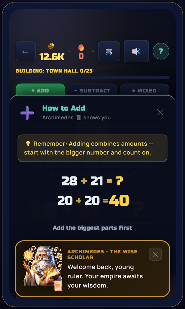 Wisdom and lessons screen